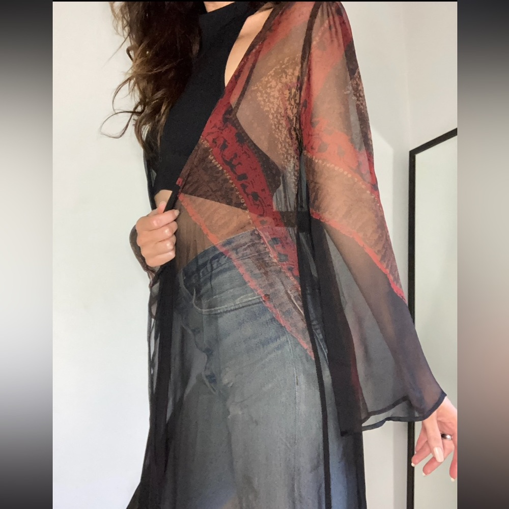 STONE COLD FOX SHEER SILK VIOLANTE DUSTER ROBE FOR LOVE LEMONS ZIMMERMANN BOHO - Picture 5 of 12